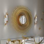 Light luxury creative high-end pure copper living room wall decorative mirror designer villa luxury home art entrance mirror