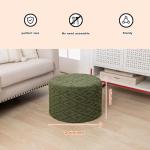 AbunHeri Fluffy Round Ottoman Pouf with All-in-One Foam Filling 20" x 14" Furry Ottoman Foot Rest Foot Stool for Living Room or Bedroom (Green)