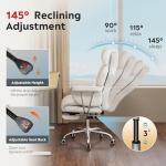 DEVAISE Executive Ergonomic Leather Home Office Chair with Footrest, Comfy Reclining Big and Tall Desk Chair with Lumbar Support, Heavy Duty, SGS Class 4 Gas Lift, White