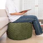 AbunHeri Fluffy Round Ottoman Pouf with All-in-One Foam Filling 20" x 14" Furry Ottoman Foot Rest Foot Stool for Living Room or Bedroom (Green)