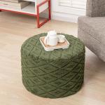 AbunHeri Fluffy Round Ottoman Pouf with All-in-One Foam Filling 20" x 14" Furry Ottoman Foot Rest Foot Stool for Living Room or Bedroom (Green)