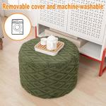AbunHeri Fluffy Round Ottoman Pouf with All-in-One Foam Filling 20" x 14" Furry Ottoman Foot Rest Foot Stool for Living Room or Bedroom (Green)