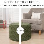 AbunHeri Fluffy Round Ottoman Pouf with All-in-One Foam Filling 20" x 14" Furry Ottoman Foot Rest Foot Stool for Living Room or Bedroom (Green)