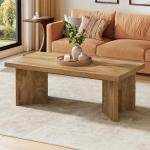 Tribesigns Farmhouse Coffee Tables, 47-Inch Rectangle Center Tea Coffee Table with Thicken Base, Easy to Assemble, Living Room, Light Brown