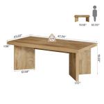 Tribesigns Farmhouse Coffee Tables, 47-Inch Rectangle Center Tea Coffee Table with Thicken Base, Easy to Assemble, Living Room, Light Brown