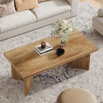 Tribesigns Farmhouse Coffee Tables, 47-Inch Rectangle Center Tea Coffee Table with Thicken Base, Easy to Assemble, Living Room, Light Brown