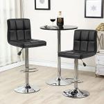 Barstools Set of 4 Modern PU Leather Adjustable Height Square Bar Stools with Square Back Bar Stool