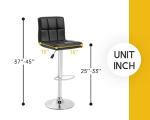 Barstools Set of 4 Modern PU Leather Adjustable Height Square Bar Stools with Square Back Bar Stool