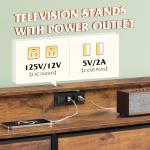 WLIVE TV Stand for 45, 50, 55 inch TV, Entertainment Center with LED Lights & Charging Station, TV Media Console Table with 9 Fabric Drawers and Open Shelves for Living Room, Hallway, Rustic Brown