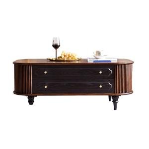 Solid wood, coffee table French retro oval medieval tea table rectangular two-color living room household coffee table