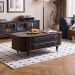Solid wood, coffee table French retro oval medieval tea table rectangular two-color living room household coffee table