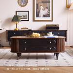 Solid wood, coffee table French retro oval medieval tea table rectangular two-color living room household coffee table