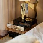 bedside table, light luxury and high-end master bedroom, high-end creative solid wood baking paint, designer irregular bedside