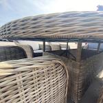 US Retro Outdoor Rattan Cafe Restaurant Table and Chair Combination Open-air Courtyard Garden Rattan Dining Table and Chairs