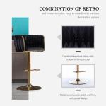 Bar Stools Set of 4, Adjustable Counter Height Bars Chairs with Woven Back & Footrest, Luxury Gold Barstools, Bar Chair,Black