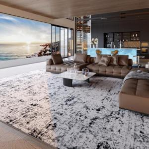 Unirea 8x10 Area Rugs for Living Room, Large Washable Grey White Rug, Thin Non Slip Low Pile Carpet, Vintage Abstract Boho Rug for Bedroom, Dining Room, Farmhouse, Home Office, Gray