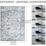 Unirea 8x10 Area Rugs for Living Room, Large Washable Grey White Rug, Thin Non Slip Low Pile Carpet, Vintage Abstract Boho Rug for Bedroom, Dining Room, Farmhouse, Home Office, Gray