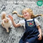 Unirea 8x10 Area Rugs for Living Room, Large Washable Grey White Rug, Thin Non Slip Low Pile Carpet, Vintage Abstract Boho Rug for Bedroom, Dining Room, Farmhouse, Home Office, Gray