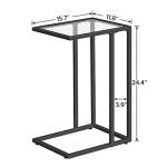 HOOBRO C Shaped End Table Set of 2, Tempered Glass Snack Side Table with Metal Frame, TV Tray Table for Small Space, Sofa Couch and Bed, Modern Style, Black BK03SFP201