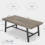 GarveeHome Industrial Dining Table for 6-8 People, 70.87 in Long Wooden Kitchen Table with Sturdy Metal Frame & Rustic Brown Finish (Grey, 70.87 in Long)