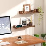 upsimples Floating Shelves for Wall, Wall Shelves for Decor Storage Set of 6, Wall Mounted Wood Shelf for Bedroom, Living Room, Bathroom, Kitchen, Picture Ledge Shelf, Brown