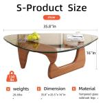 Modern Glass Coffee Table for Living Room, Small mid Century Coffee Table, Stylish Coffee Tables, Suitable for Bedroom Living Room Reception Office Tables（Walnut/Transparent，Medium）