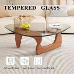 Modern Glass Coffee Table for Living Room, Small mid Century Coffee Table, Stylish Coffee Tables, Suitable for Bedroom Living Room Reception Office Tables（Walnut/Transparent，Medium）