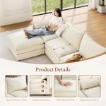 Vesgantti 108" U Shaped Sectional Couch, Comfy Cloud Modular Sectional Sofa with 2 Ottoman Deep Seat Chenille Modern Cloud Sofa, Modular Sofas for Living Room, Bedroom and Apartment, Beige