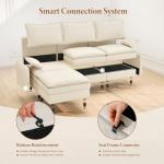 Vesgantti 108" U Shaped Sectional Couch, Comfy Cloud Modular Sectional Sofa with 2 Ottoman Deep Seat Chenille Modern Cloud Sofa, Modular Sofas for Living Room, Bedroom and Apartment, Beige