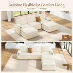 Vesgantti 108" U Shaped Sectional Couch, Comfy Cloud Modular Sectional Sofa with 2 Ottoman Deep Seat Chenille Modern Cloud Sofa, Modular Sofas for Living Room, Bedroom and Apartment, Beige