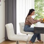 Sweetcrispy Bar Stools Set of 2, Armless PU Leather Adjustable Swivel Barstools, Hydraulic Kitchen Counter Height Thickened Seat Cushion Square Island Countertop Chairs with Back - Modern White