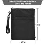 Book Sleeves with Zipper, Travel Book Protector Pouch for Paperbacks & Hardcover Books, Book Covers Bags Carry Case/Front Pocket & Handle Strap for Book Lovers Mother's Day (Black, 1 Pc)