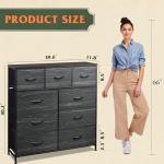 WLIVE 9-Drawer Dresser, Fabric Storage Tower for Bedroom, Entryway, Closet, Tall Chest Organizer Unit with Fabric Bins, Steel Frame, Wood Top, Easy Pull Handle, Charcoal Black Wood Grain Print