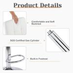 Sweetcrispy Bar Stools Set of 2, Armless PU Leather Adjustable Swivel Barstools, Hydraulic Kitchen Counter Height Thickened Seat Cushion Square Island Countertop Chairs with Back - Modern White