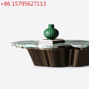 Lotus leaf coffee table, villa mansion whole house matching, designer new Amazon green luxury stone coffee table