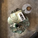 Lotus leaf coffee table, villa mansion whole house matching, designer new Amazon green luxury stone coffee table