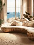 French light luxury semi-circular curved villa living room creative sofa cream special-shaped solid wood