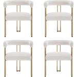 Dining Chairs Set of 4 Modern Velvet Barrel Chairs Upholstered Golden Metal Kitchen Chairs for Dining Room Living Room, Beige
