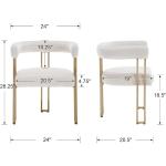 Dining Chairs Set of 4 Modern Velvet Barrel Chairs Upholstered Golden Metal Kitchen Chairs for Dining Room Living Room, Beige