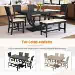 6 Piece Dining Table Set with Bench, Farmhouse Kitchen Table Set with 4 Upholstered Chairs and Bench, Solid Wood Dining