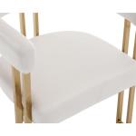 Dining Chairs Set of 4 Modern Velvet Barrel Chairs Upholstered Golden Metal Kitchen Chairs for Dining Room Living Room, Beige