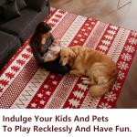 purojbkk Christmas Area Rug 8x10 - Washable Non-Slip Low Pile Holiday Rug with Snowflake - Soft Indoor Carpet for Living Room, Bedroom, Dining Room, Office（Red）