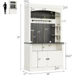Farmhouse Coffee Bar Cabinet with Storage LED Buffet Cabinet 72" Coffee Hutch Cabinet Large Kitchen Sideboard with Wine Rack/Gl