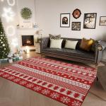 purojbkk Christmas Area Rug 8x10 - Washable Non-Slip Low Pile Holiday Rug with Snowflake - Soft Indoor Carpet for Living Room, Bedroom, Dining Room, Office（Red）