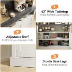 Farmhouse Coffee Bar Cabinet with Storage LED Buffet Cabinet 72" Coffee Hutch Cabinet Large Kitchen Sideboard with Wine Rack/Gl