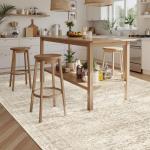 Soalmost 9x12 Area Rugs for Living Room, Non Slip Machine Washable Vintage Rugs, Low Pile Lightweight Large Rug for Bedroom, Dining Room, Home Office Beige
