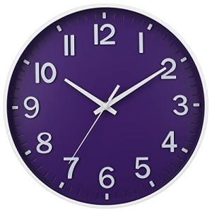 HZDHCLH Purple Wall Clocks Battery Operated,12 inch Silent Non Ticking Modern Wall Clock for Living Room Bedroom Kitchen Office Classroom Decor