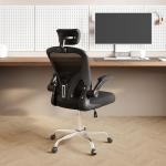 DEVAISE Office Chair High Back Mesh Ergonomic Desk Chair with Flip-up Armrests, Adjustable Headrest and Lumbar Support, Black