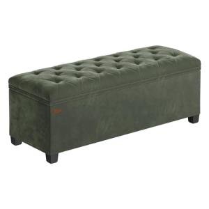 SONGMICS Velvet Storage Ottoman Bench, Foot Rest with Legs, 15.7 x 43 x 15.7 Inches, End of Bed Bench, Storage Chest, Load up to 660 lb, for Living Room, Bedroom, Entryway, Forest Green ULSF089C01
