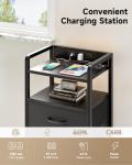 Lazzanto Night Stand Bedside Charger Bedroom - Nightstand with Charging Station & LED Light Strip, Night Stand with Storage Shelf & 2 Fabric Drawers, Morden End Table with U-S-B Ports & AC Outlets
